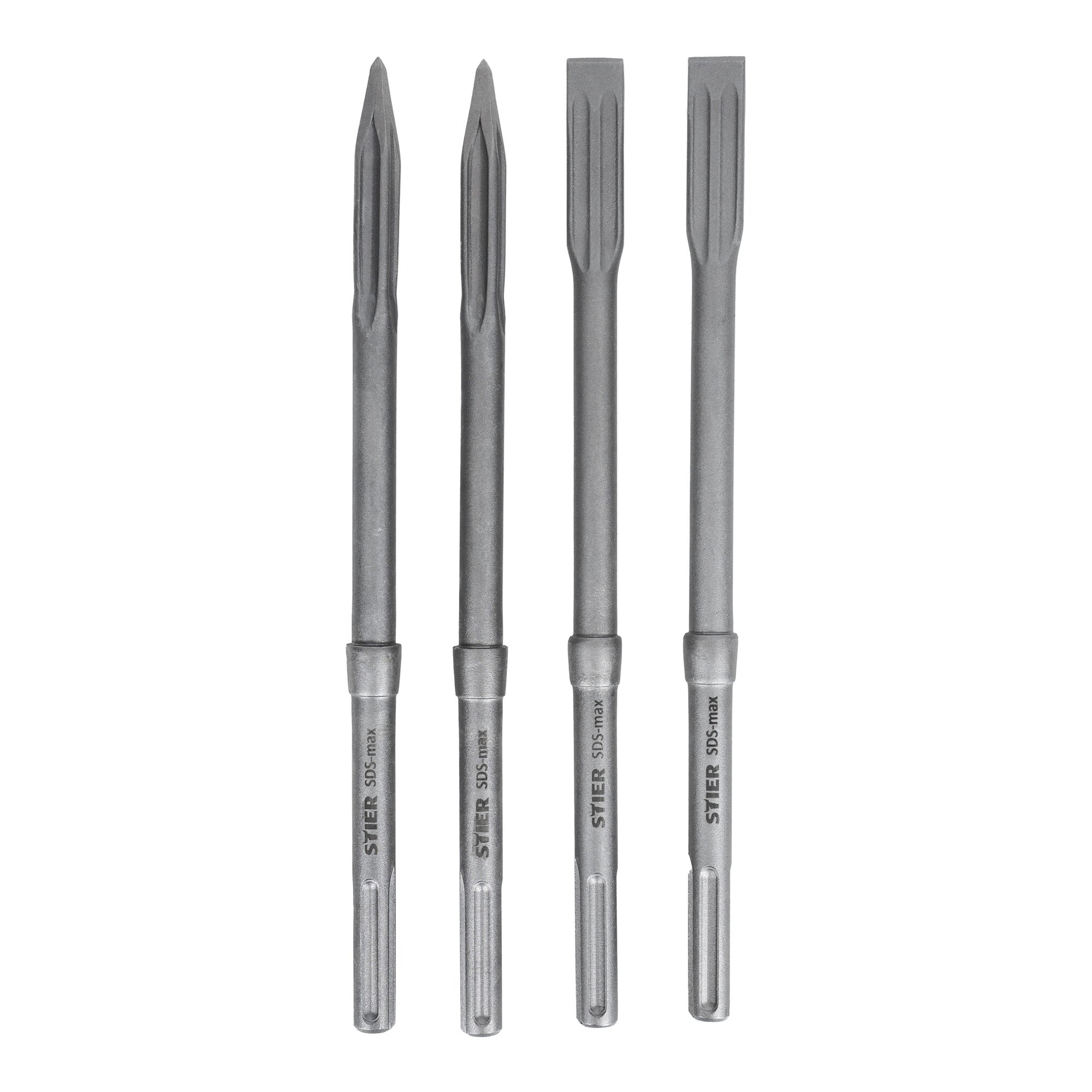 STIER SDS-max chisel set, 4 pieces, 400 x 25 mm / 400 mm