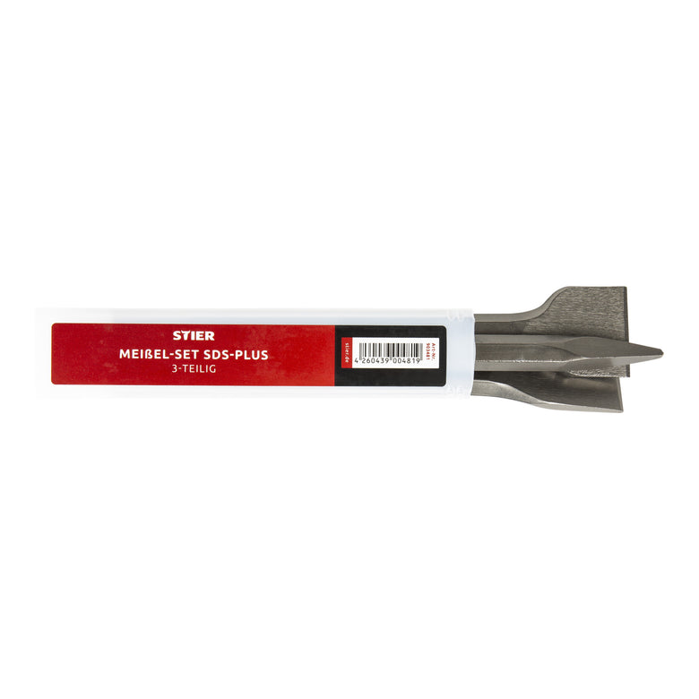 STIER Meißel-Set SDS-plus/-max 3-teilig Bohrmeißel SDS Meißel Bohrhammer Meißel