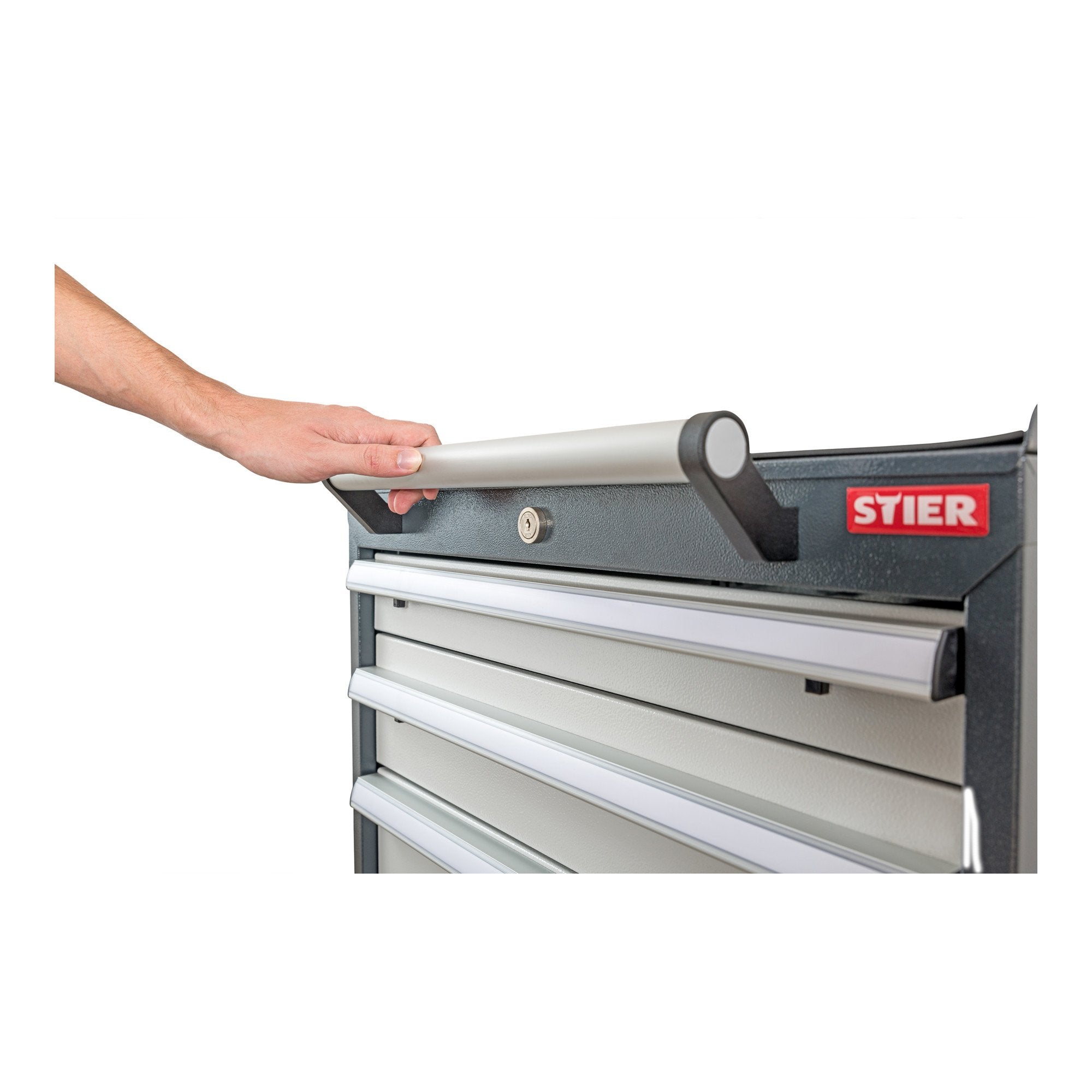 STIER Mobiler Schubladenschrank mit 6 Schubladen BxTxH 600x575x1090 mm, anthrazitgrau/lichtgrau, RAL 7016 / RAL 7035