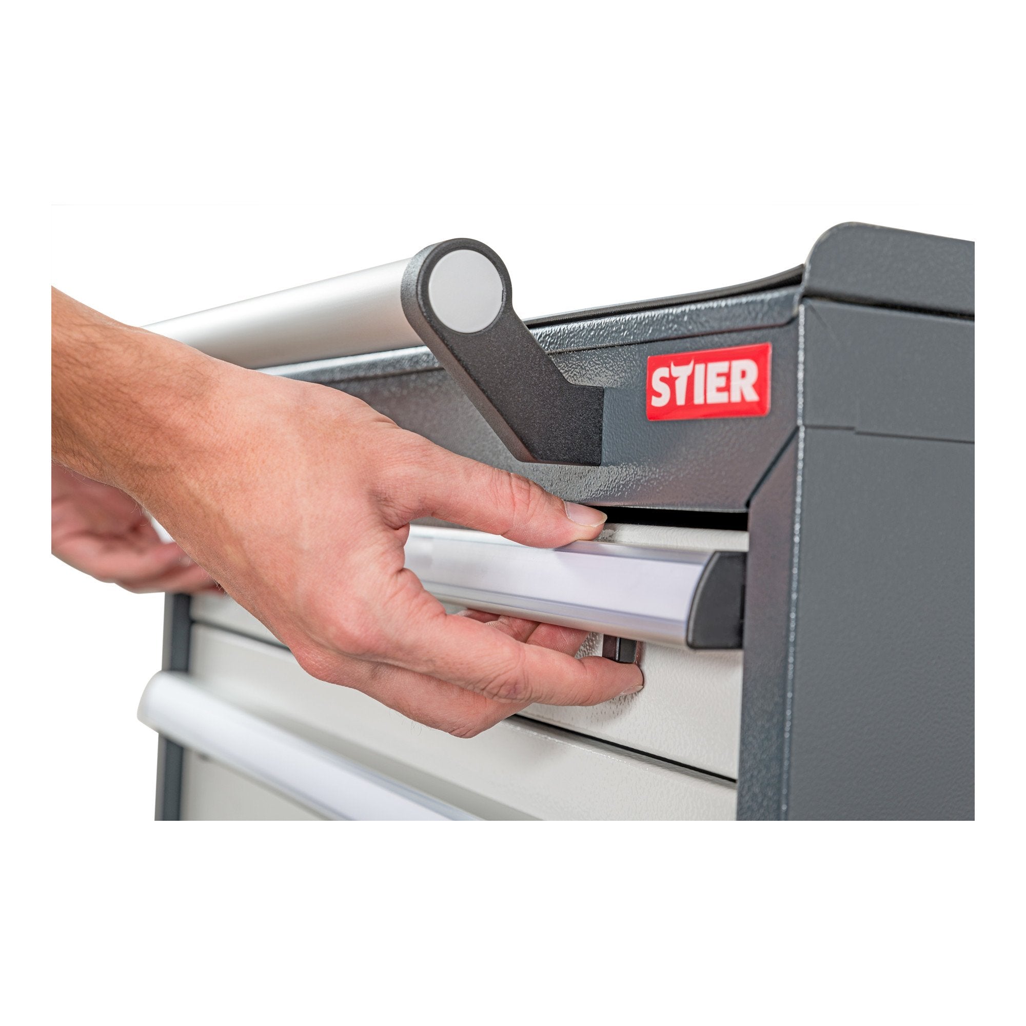 STIER Mobiler Schubladenschrank mit 6 Schubladen BxTxH 600x575x1090 mm, anthrazitgrau/lichtgrau, RAL 7016 / RAL 7035