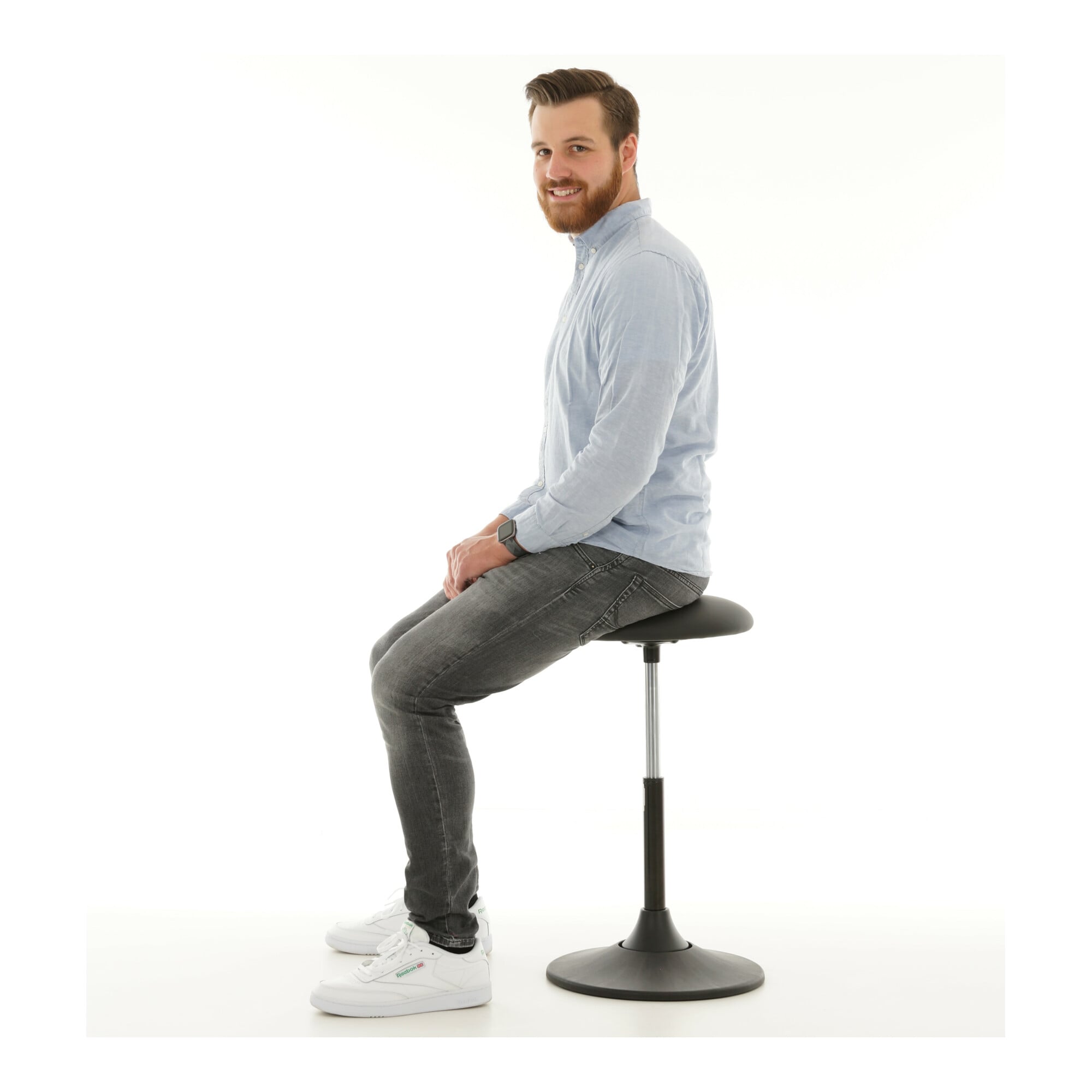 STIER Multibeweglicher Hocker ergonomisch höhenverstellbar schwarz Kunstleder