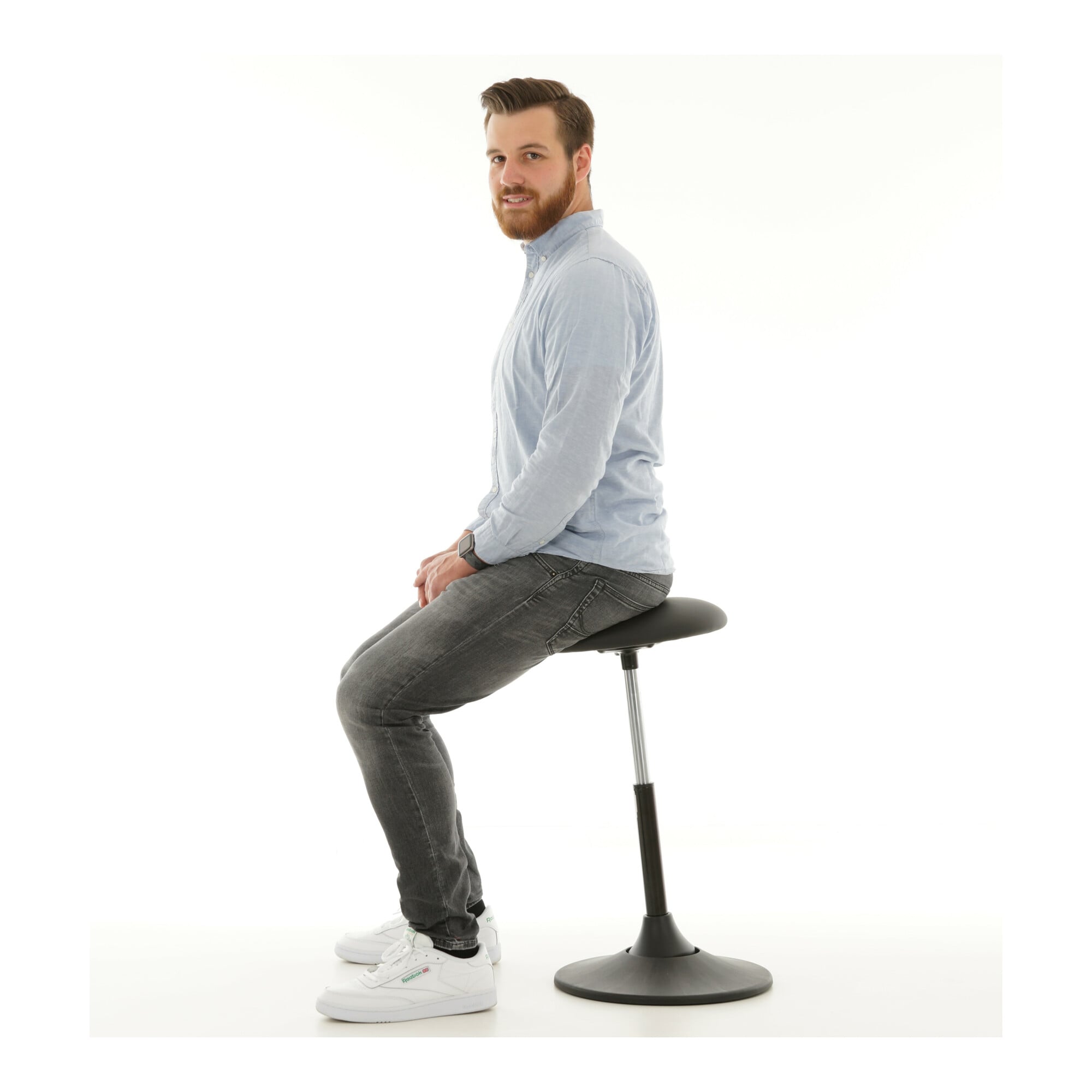 STIER Multibeweglicher Hocker ergonomisch höhenverstellbar schwarz Kunstleder