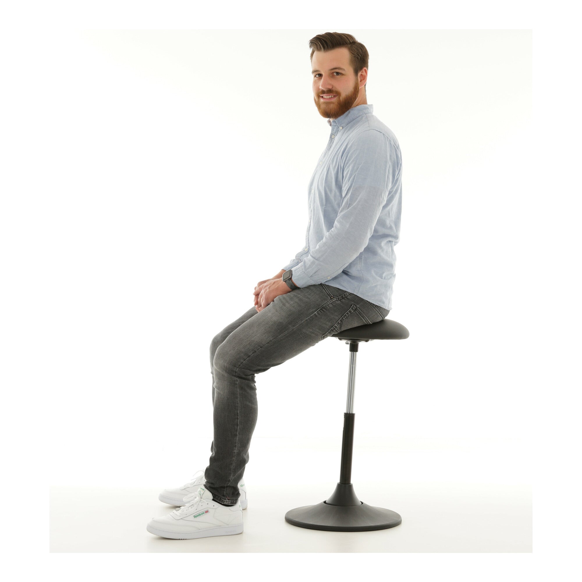 STIER Multibeweglicher Hocker ergonomisch höhenverstellbar schwarz Kunstleder