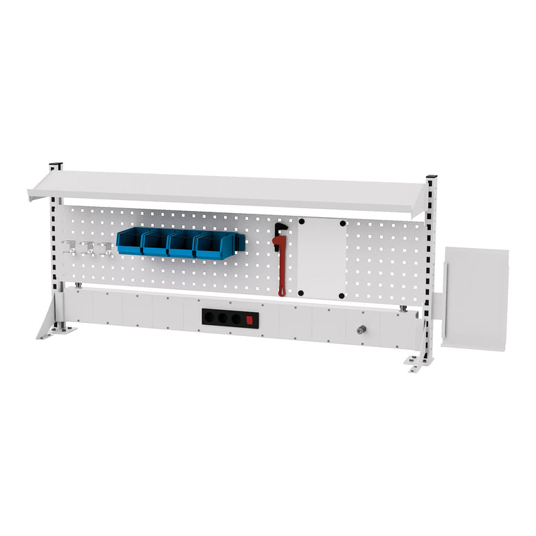 STIER multi-wall construction WxH 1500x650 mm 1 perforated wall 1 shelf 1 power strip