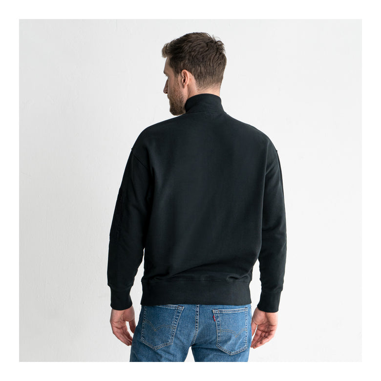STIER Oversized Zip Sweater Functional Pocket organic cotton L Black