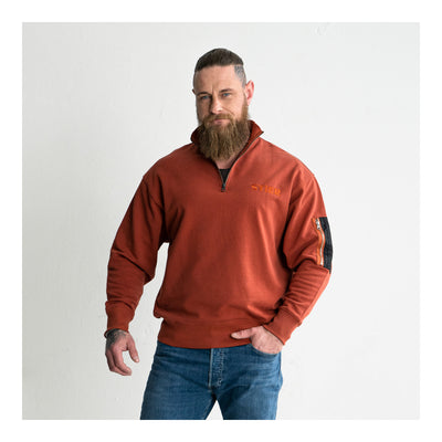 STIER Oversized Zip Sweater Functional Pocket organic cotton L Deep Red