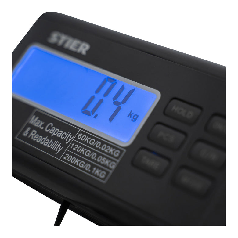 STIER parcel scale platform scale stainless steel plate kg up to 200 kg 30 x 30 cm oz and