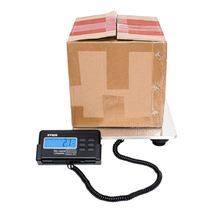 STIER parcel scale platform scale stainless steel plate kg up to 200 kg 30 x 30 cm oz and