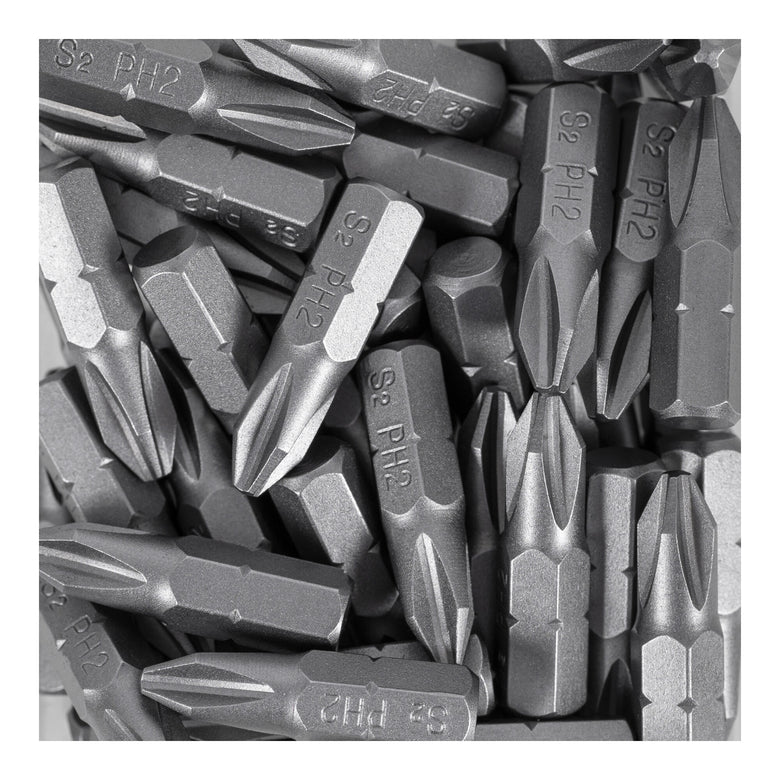 STIER Phillips bit bulk pack PH1 to PH2 50 pieces drive 1/4 25 mm length