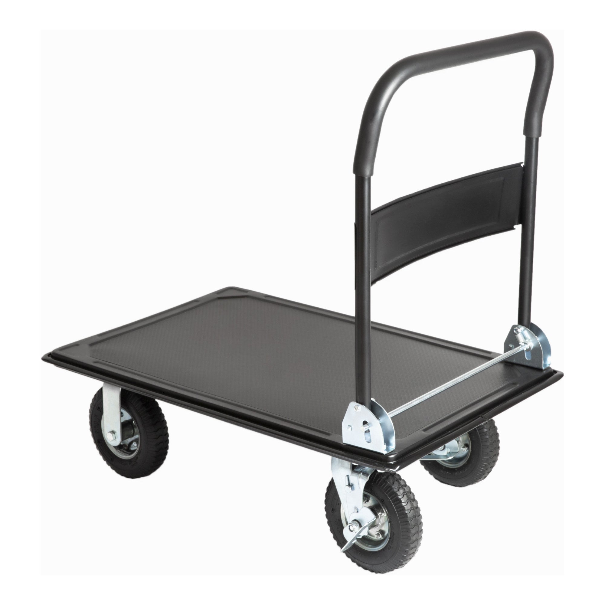 STIER platform trolley load capacity 300kg pneumatic tires parking brake