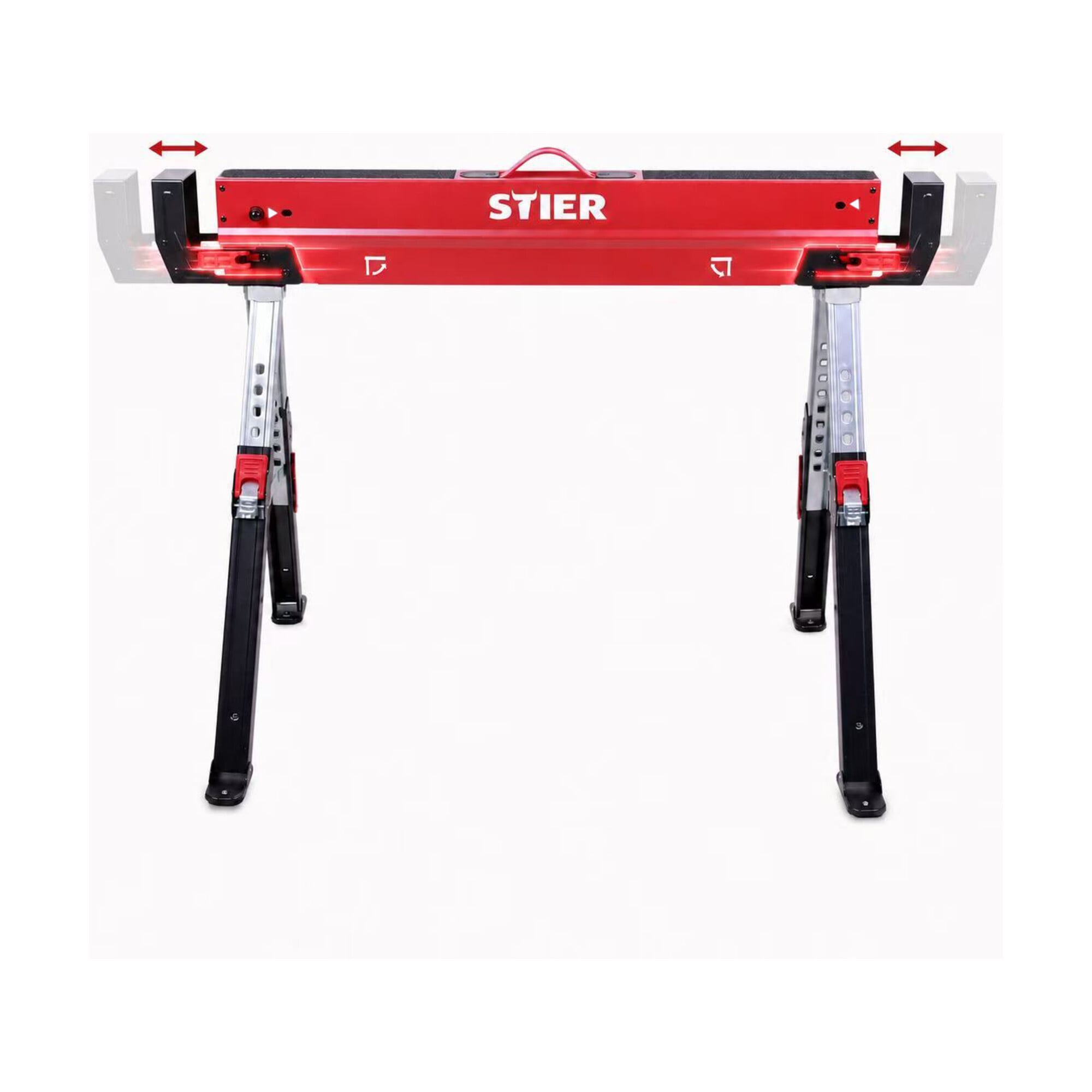 STIER Premium Klapp-Sägebock höhenverstellbar mit Spannmodul 590 kg