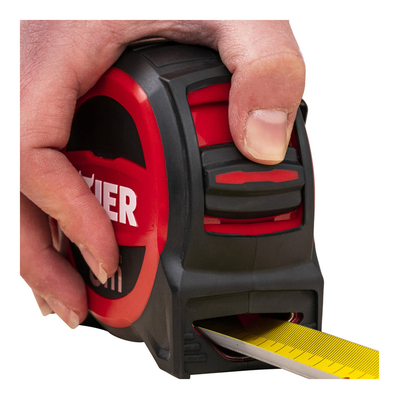 STIER Premium Taschenbandmaß | 5 m x 32 mm | mit Magnet und Edelstahlhaken für sicheren Halt | mit Gürtelclip
