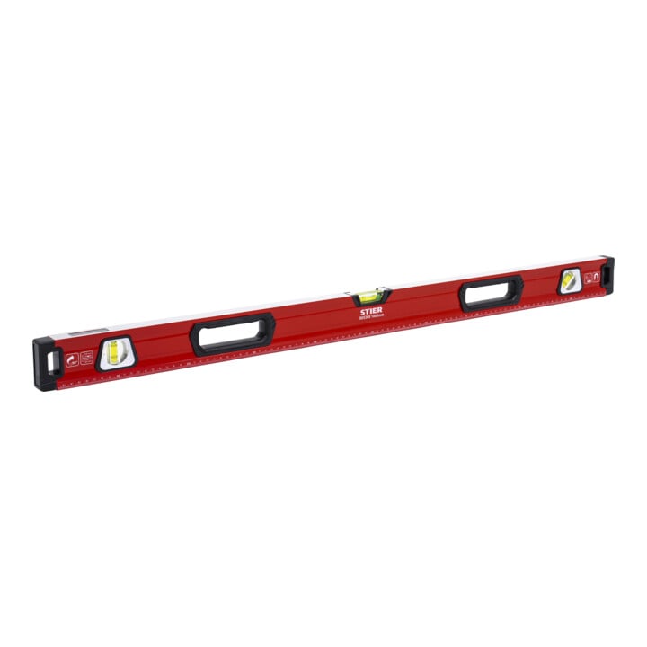 STIER Premium Wasserwaage mit Magnet und drei Libellen 40 bis 200 cm