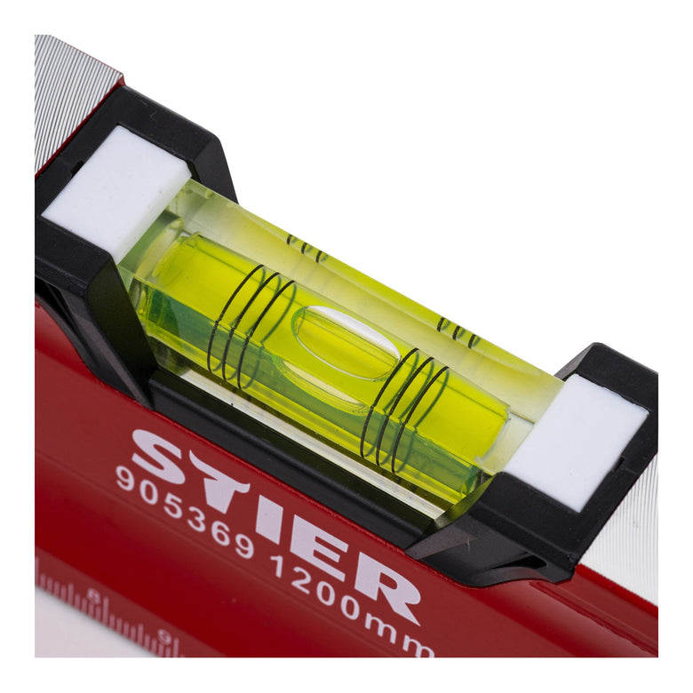 STIER Premium Wasserwaage mit Magnet und drei Libellen 40 bis 200 cm