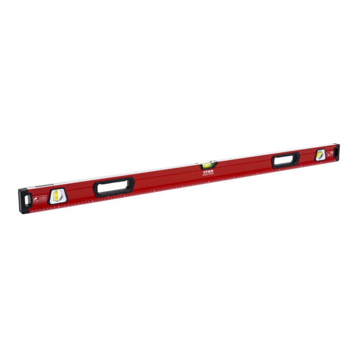 STIER Premium Wasserwaage mit Magnet und drei Libellen 40 bis 200 cm