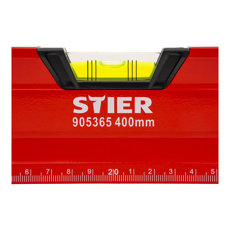 STIER Premium Wasserwaage mit Magnet und drei Libellen 40 bis 200 cm