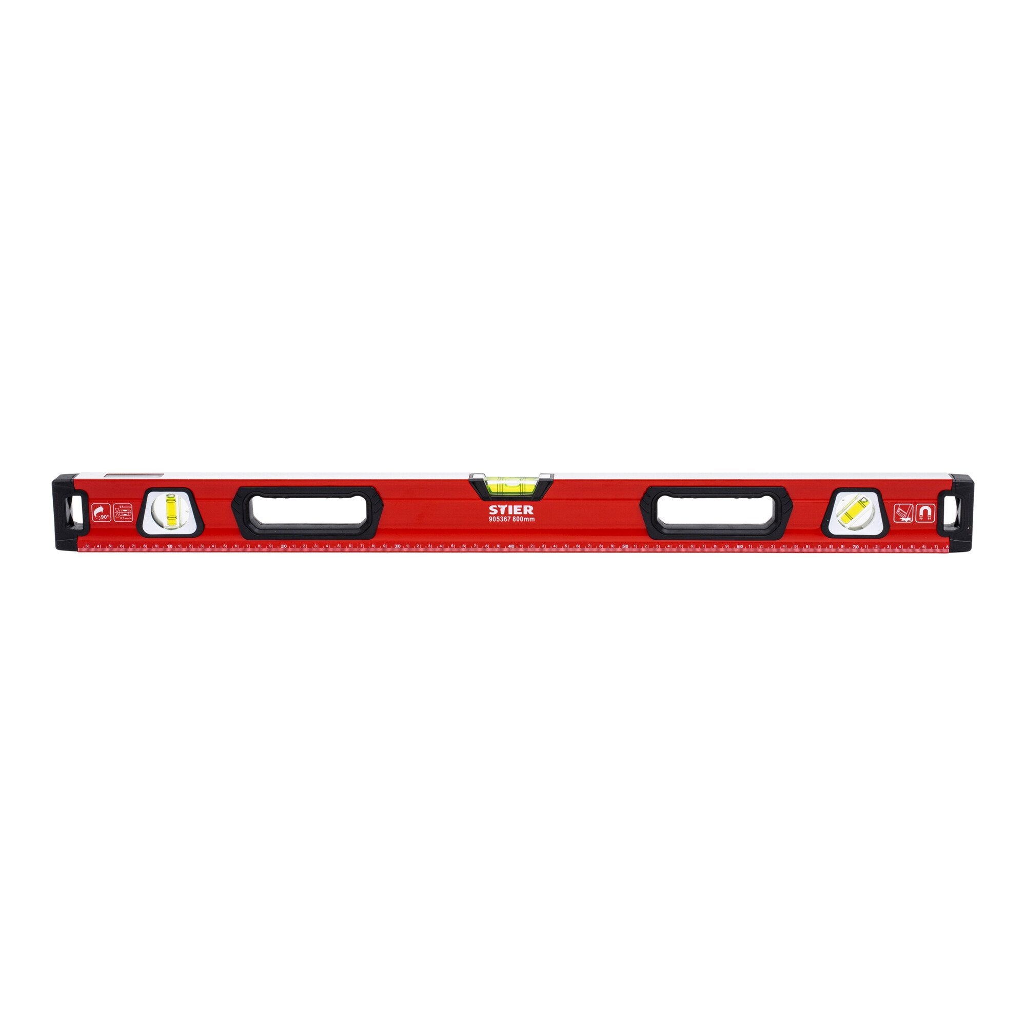 STIER Premium Wasserwaage mit Magnet und drei Libellen 40 bis 200 cm