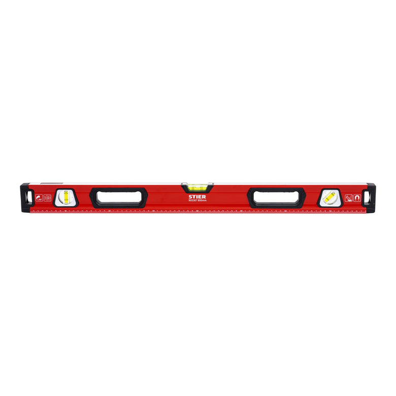 STIER Premium Wasserwaage mit Magnet und drei Libellen 40 bis 200 cm