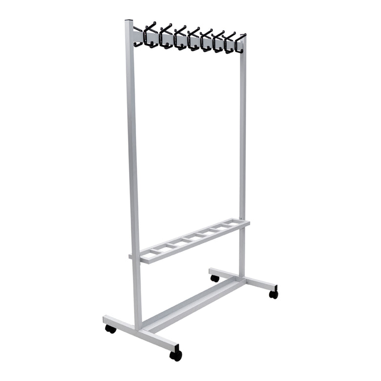 STIER coat rack powder-coated 16 hooks flexible with castors for