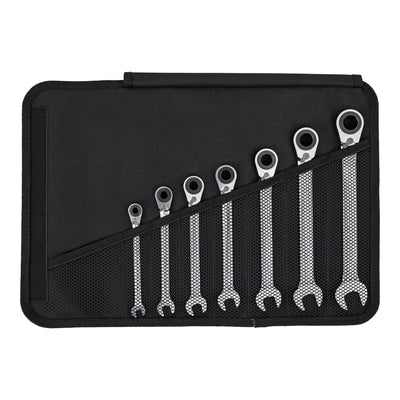 STIER Ringstop combination ratchet wrench set, 7 pieces, sizes 8 | 10 | 12 | 13 | 15