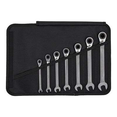STIER Ringstop combination ratchet wrench set, 7 pieces, sizes 8 | 10 | 12 | 13 | 15