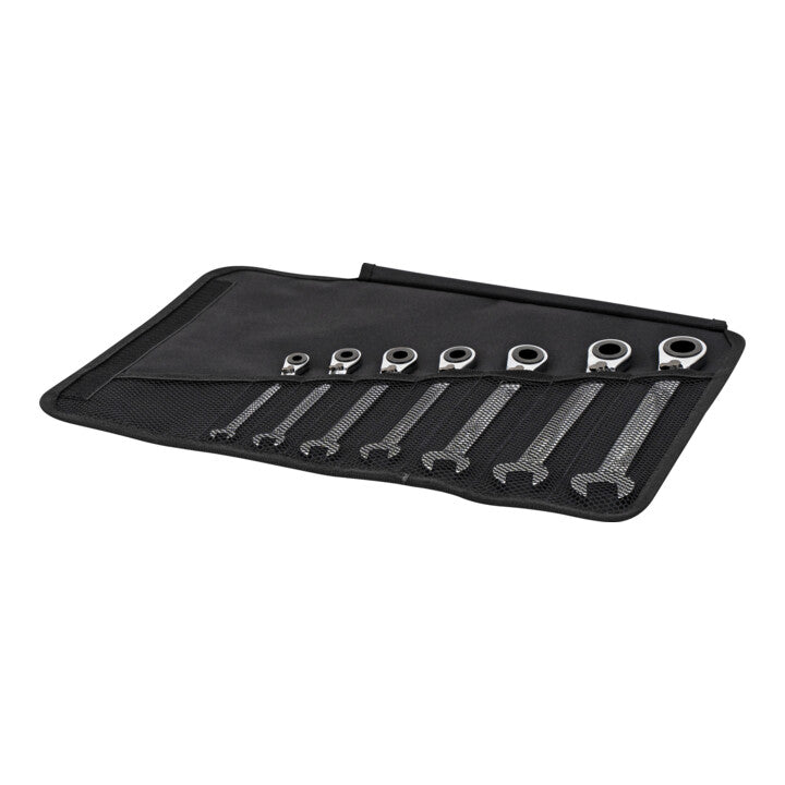 STIER Ringstop combination ratchet wrench set, 7 pieces, sizes 8 | 10 | 12 | 13 | 15