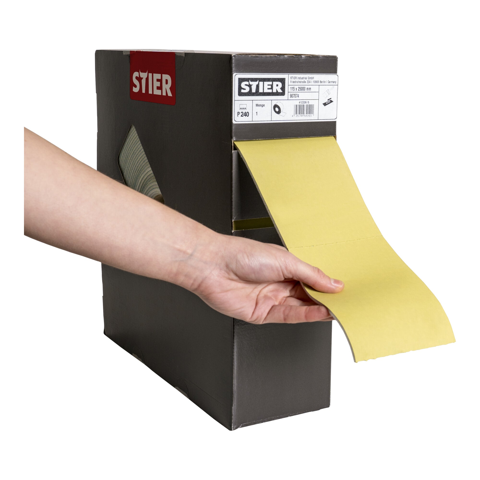 STIER Schleifpapier auf Schaumunterlage P240 115x92mm Rollenlänge: 25m Profile