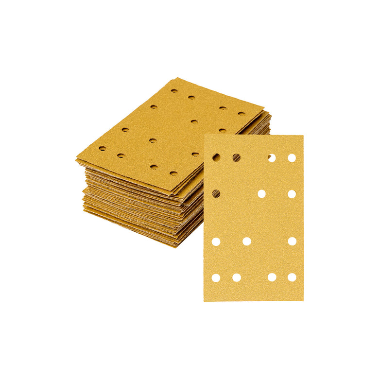 STIER Schleifstreifen Universal 80 x 133 | P120 | 50 Stk. | 14-Loch | Korund | Latexhaltiges stabiles D-Papier