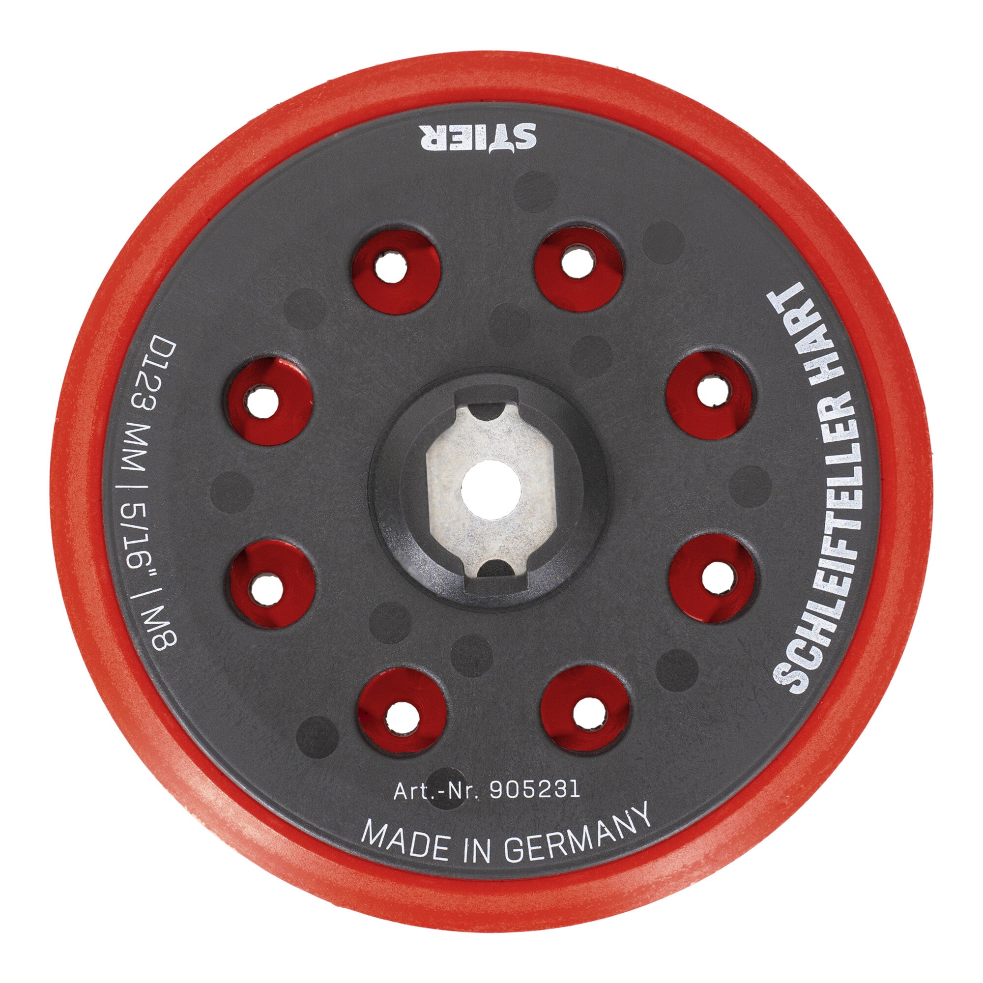 STIER Schleifteller Stützteller hart D123mm 5/16“ M8 für Exzenterschleifer 120mm