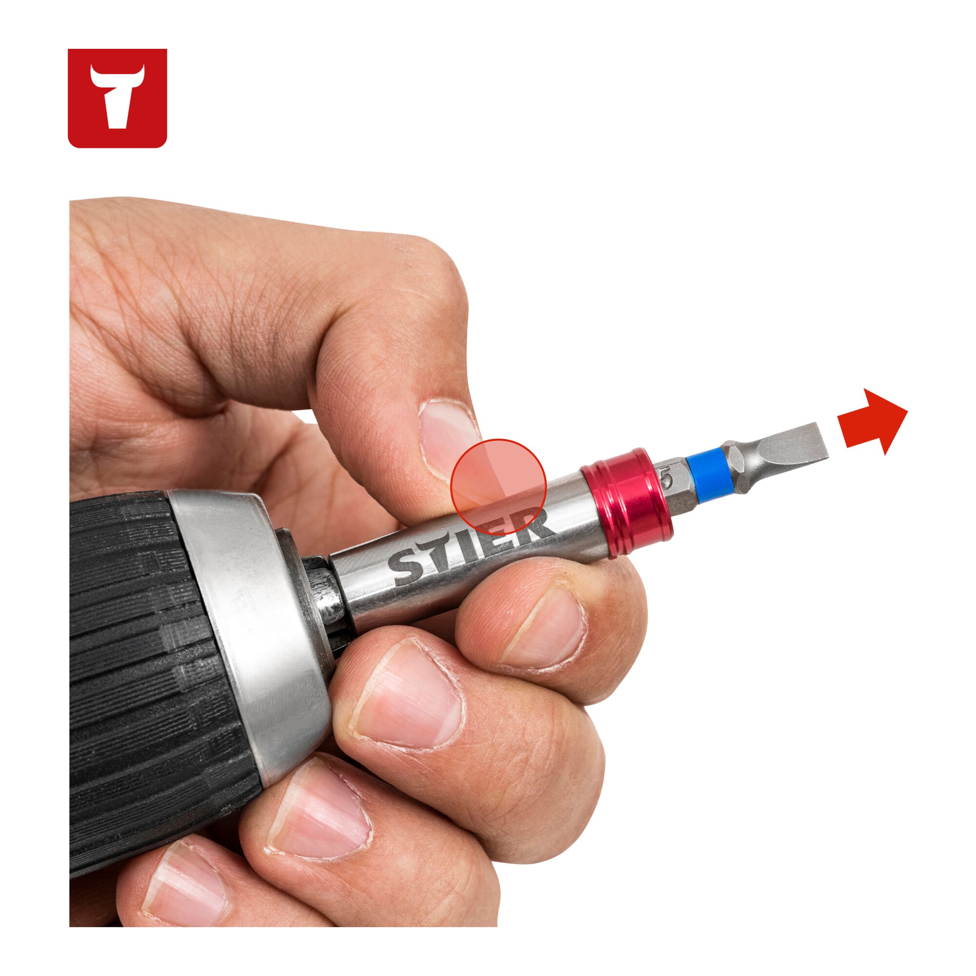 STIER quick-change bit holder 1/4'' magnetic hexagon 65 mm long one-handed