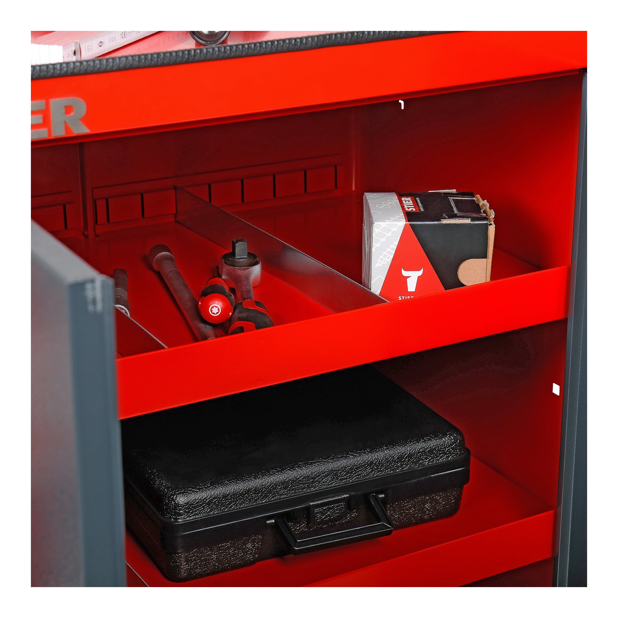 STIER cabinet trolley unequipped with 2 shelves 985x670x470 mm for workshop