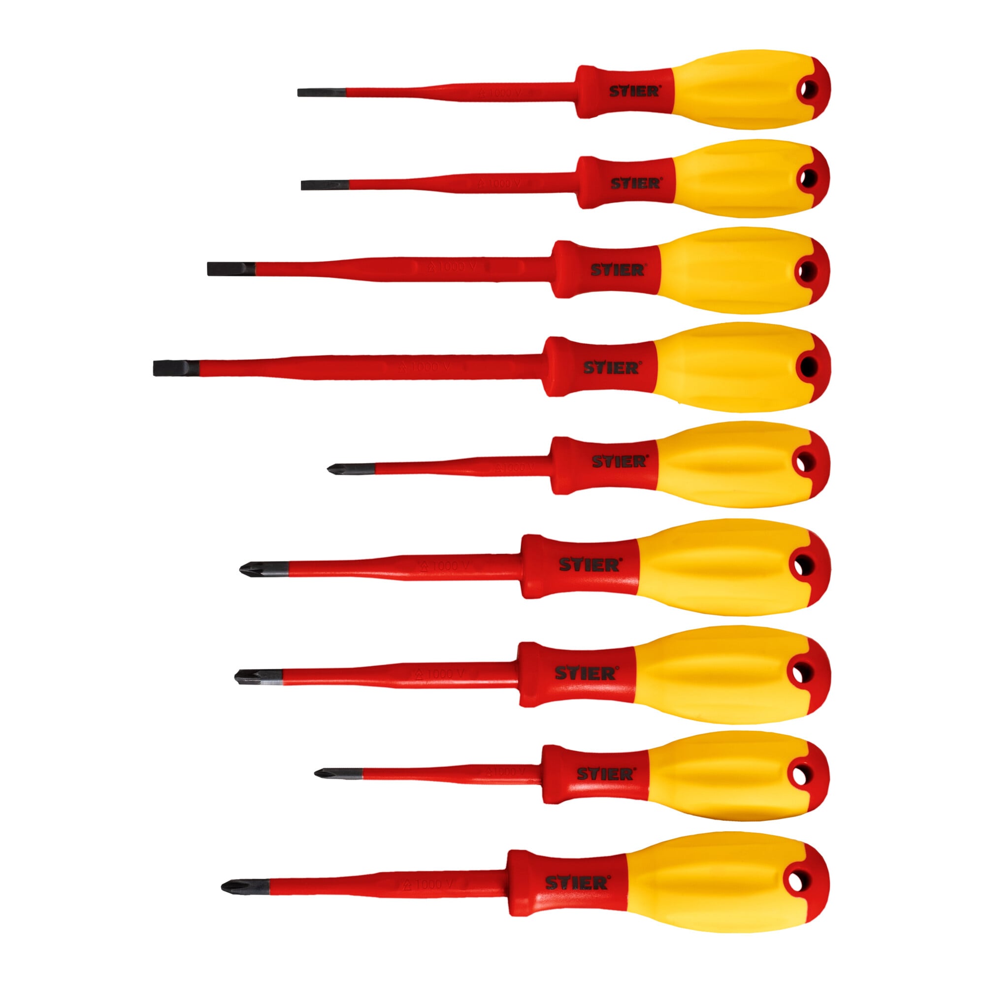 STIER Schraubendreher-Satz slimVDE+ 9-teilig 80 - 125 mm mit Schlitz Phillips