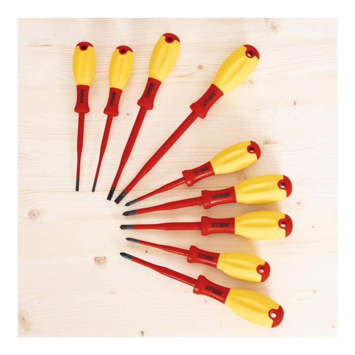 STIER screwdriver set slimVDE+ 9-piece 80 - 125 mm with slotted Phillips