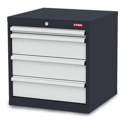 STIER Schubladenschrank mit 4 Schubladen BxTxH 600x575x620 mm, anthrazitgrau/lichtgrau, RAL 7016 / RAL 7035