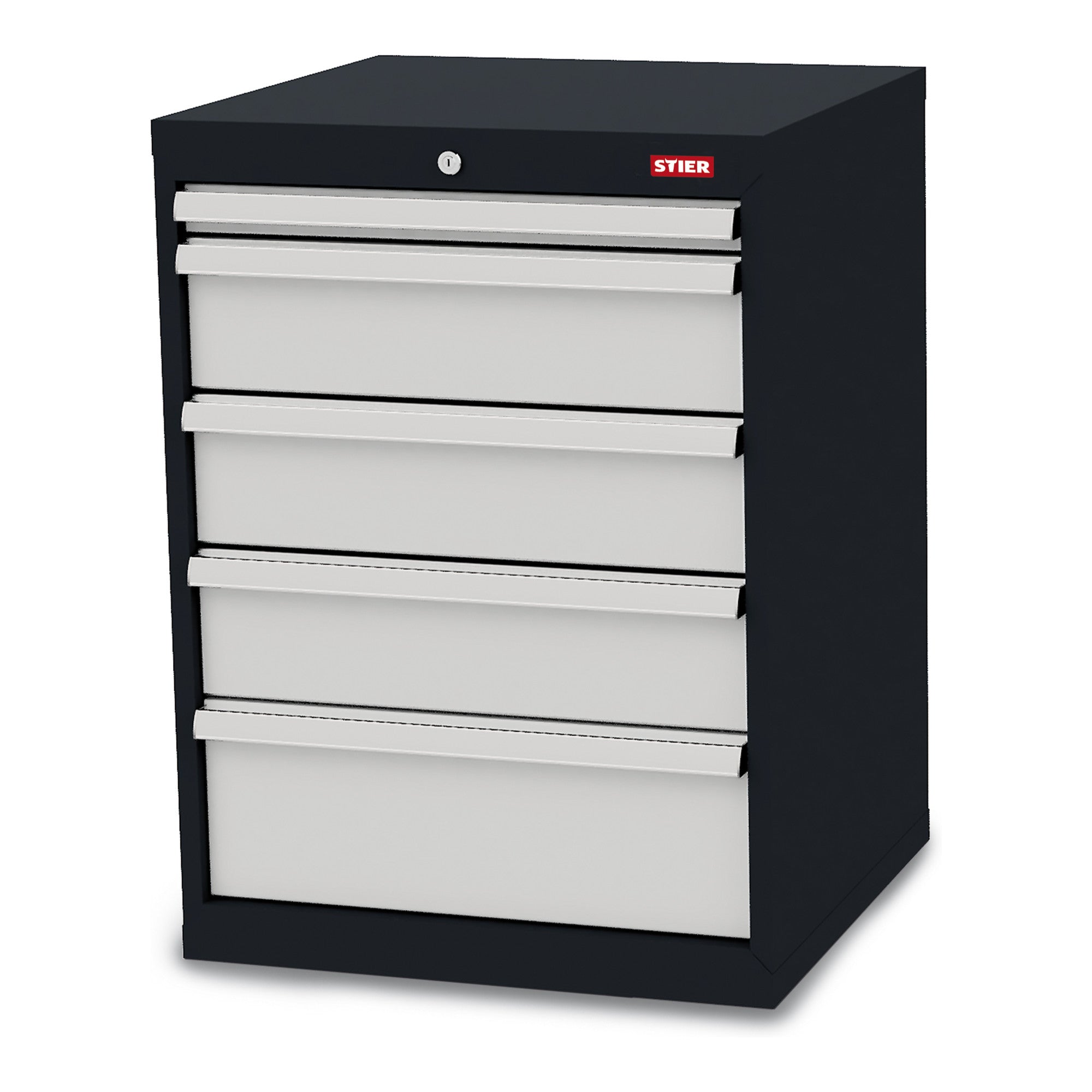 STIER Schubladenschrank mit 5 Schubladen | BxTxH 900x575x820 mm | Gesamttragkraft 1000kg | Blendenhöhen 50 bis 200mm