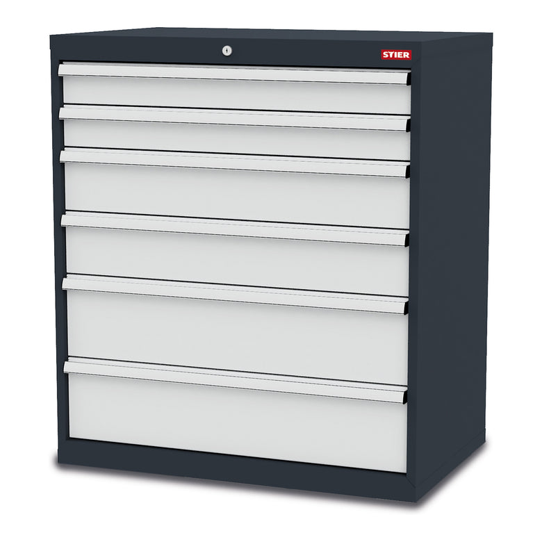 STIER drawer cabinet with 6 drawers WxDxH 900x575x1020 mm RAL 7016 / RAL