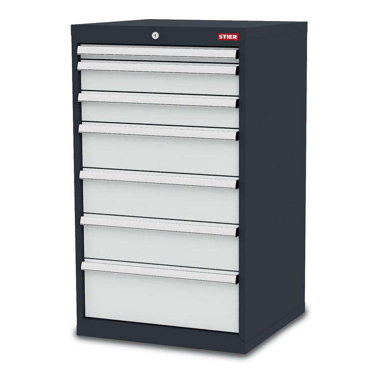 STIER Schubladenschrank mit 7 Schubladen BxTxH 700x575x1020 mm inkl. Einteilungsset