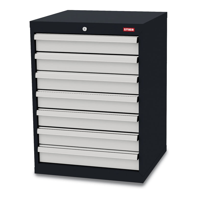 STIER drawer cabinet with 7 drawers WxDxH 600x575x820 mm RAL 7016 / RAL