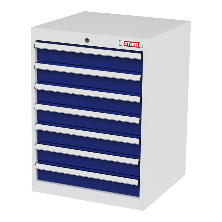 STIER drawer cabinet with 7 drawers WxDxH 600x575x820 mm RAL 7035 / RAL