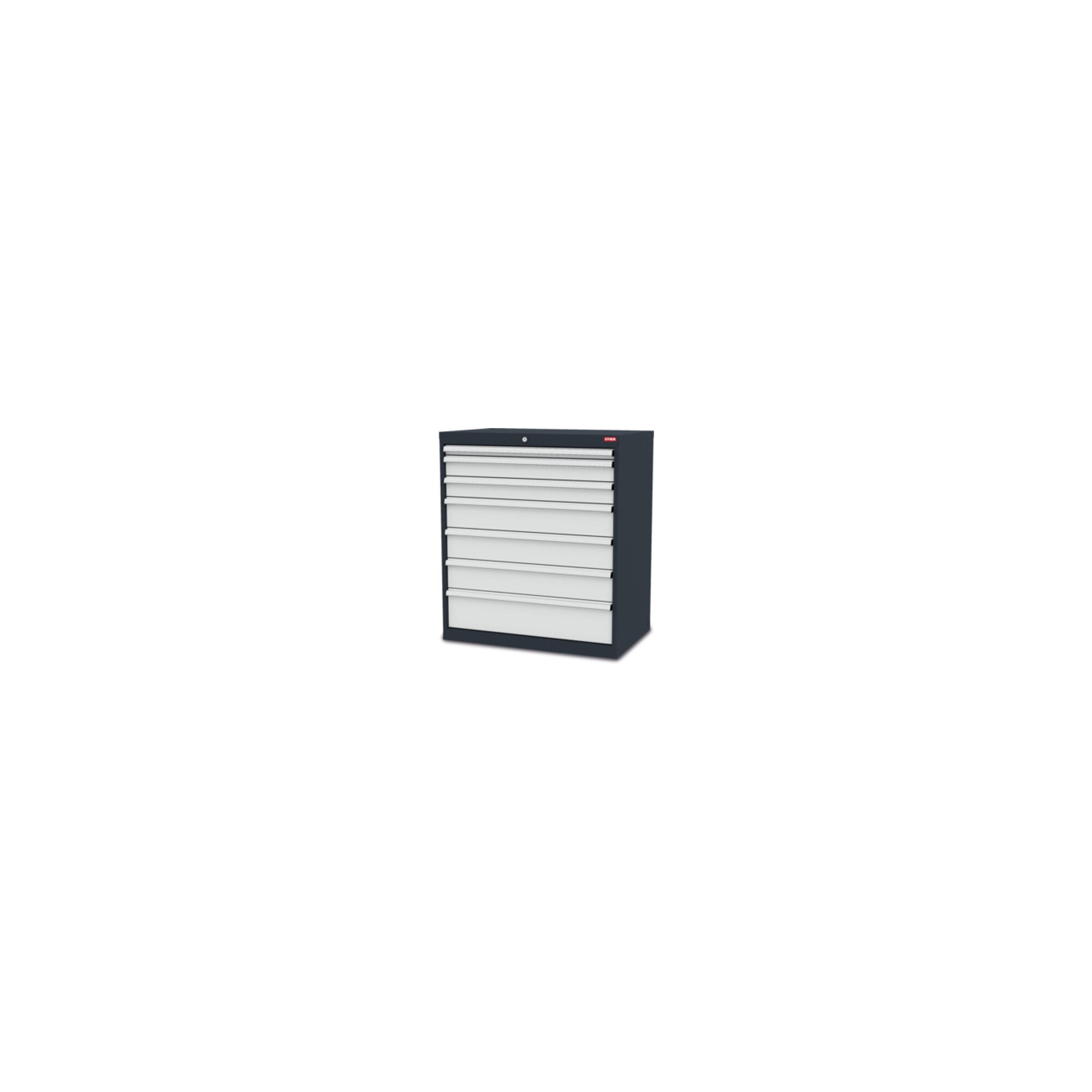 STIER Schubladenschrank mit 7 Schubladen BxTxH 700x575x1020 mm inkl. Einteilungsset