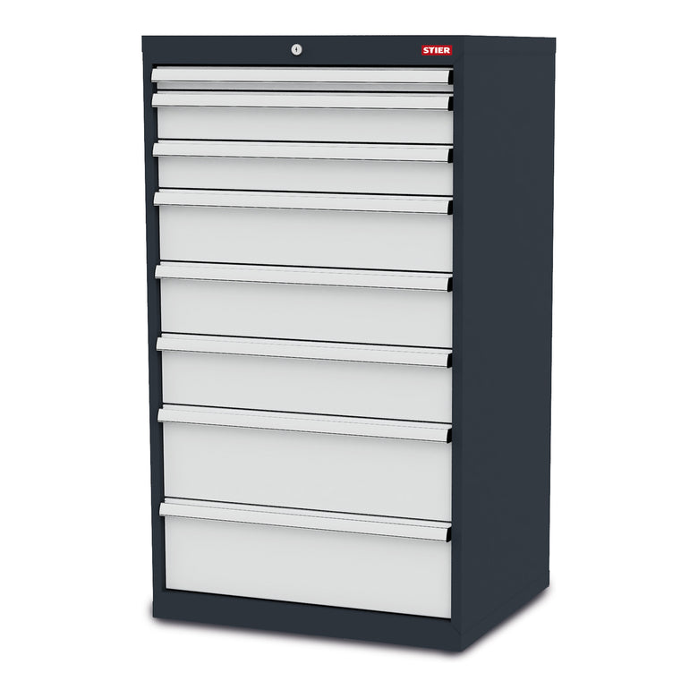 STIER Schubladenschrank mit 8 Schubladen BxTxH 600x575x1220 mm