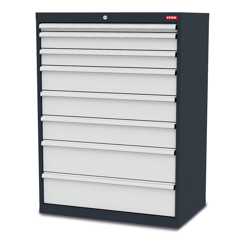 STIER Schubladenschrank mit 8 Schubladen BxTxH 600x575x1220 mm