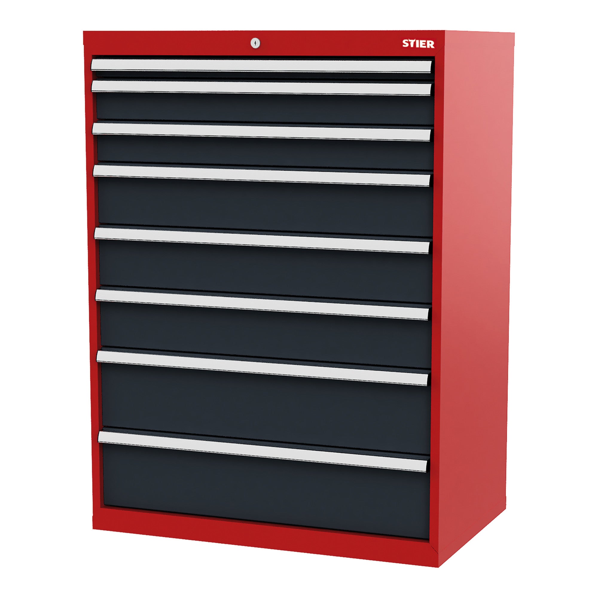 STIER Schubladenschrank mit 8 Schubladen BxTxH 900x575x1220 mm rot/anthrazitgrau