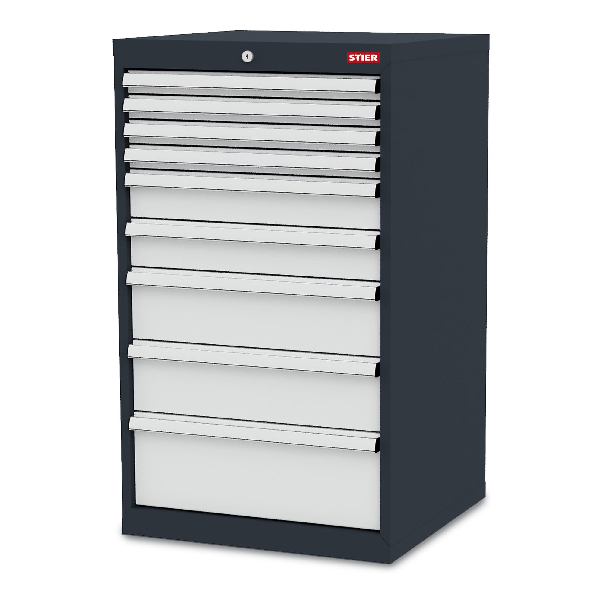 STIER Schubladenschrank mit 9 Schubladen BxTxH 600x575x1020 mm