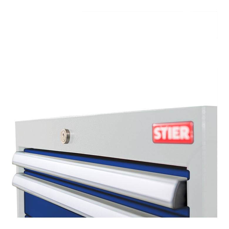 STIER Schubladenschrank mit 9 Schubladen BxTxH 900x575x1020 mm RAL 7035 / RAL