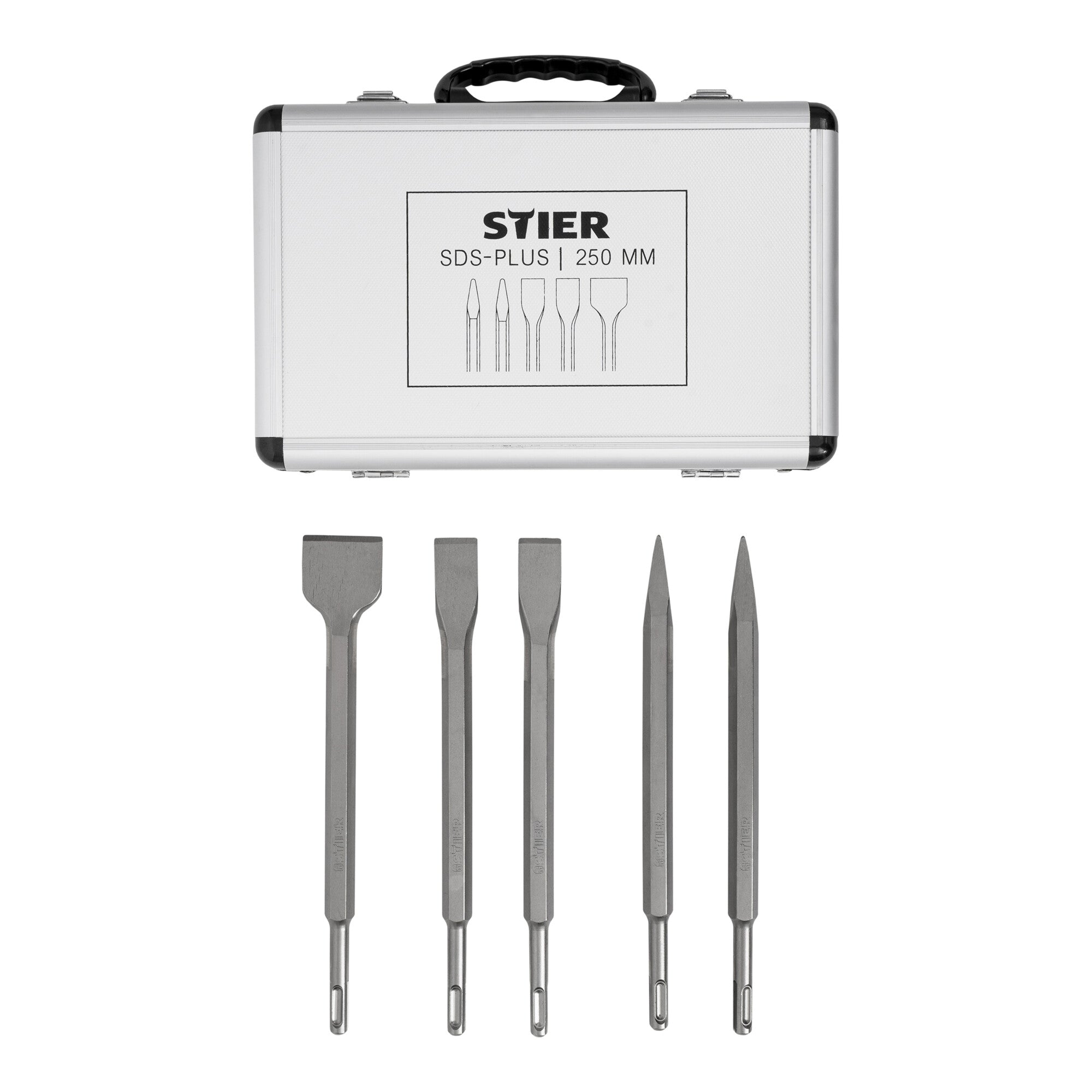 STIER SDS-Plus chisel set, 5 pieces, 250 mm