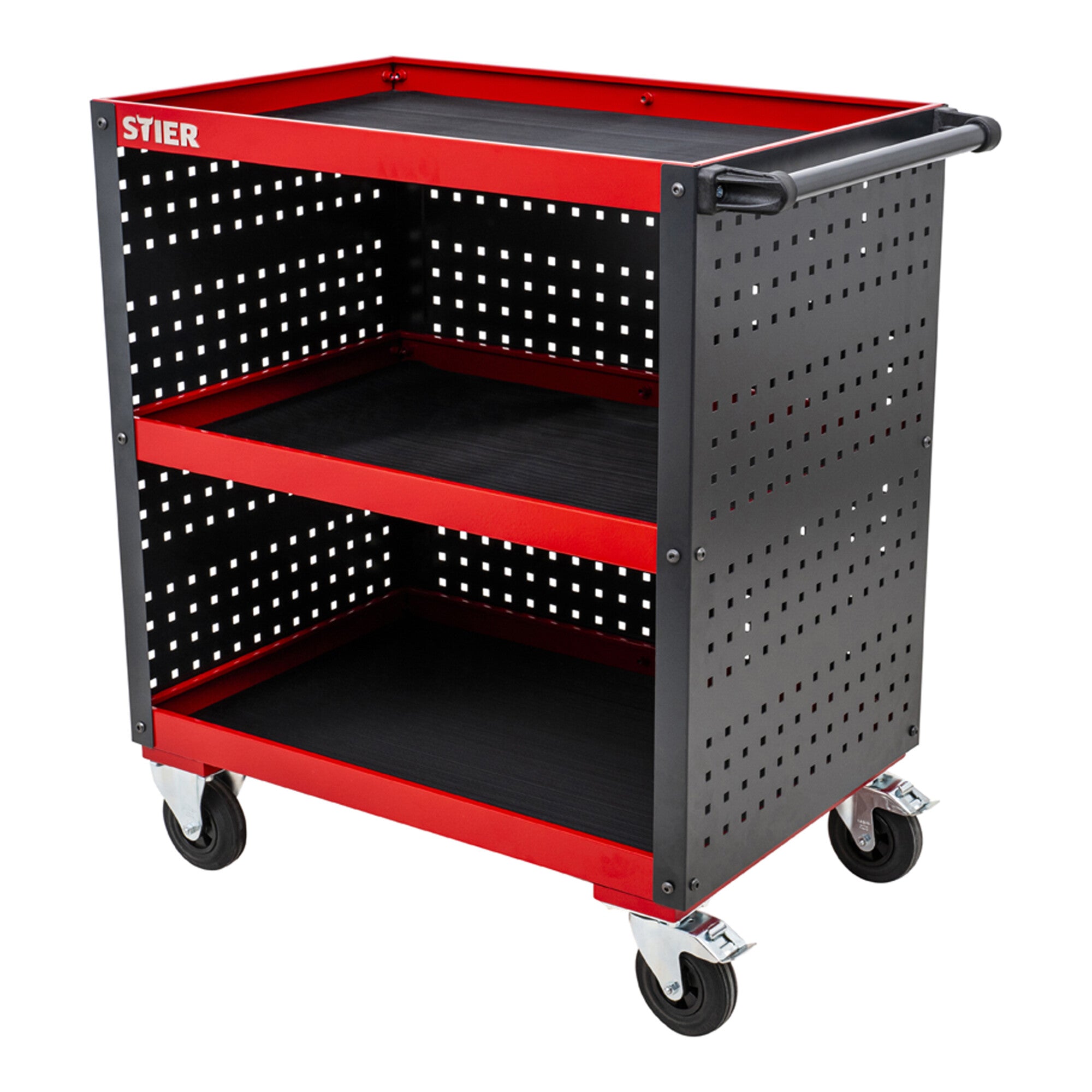 STIER service trolley workshop trolley with perforated panel cladding HxWxD 960x810x543