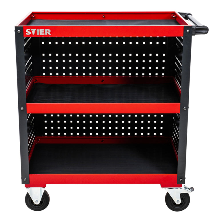 STIER service trolley workshop trolley with perforated panel cladding HxWxD 960x810x543