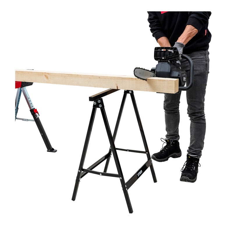 STIER steel workbench 100 kg foldable sawhorse jackstand folding trestle