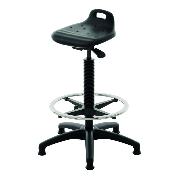 STIER Stehhilfe mit Gleitern und Fußring Sitzhöhe 640-890mm PU-Sitz mit Tragegriff